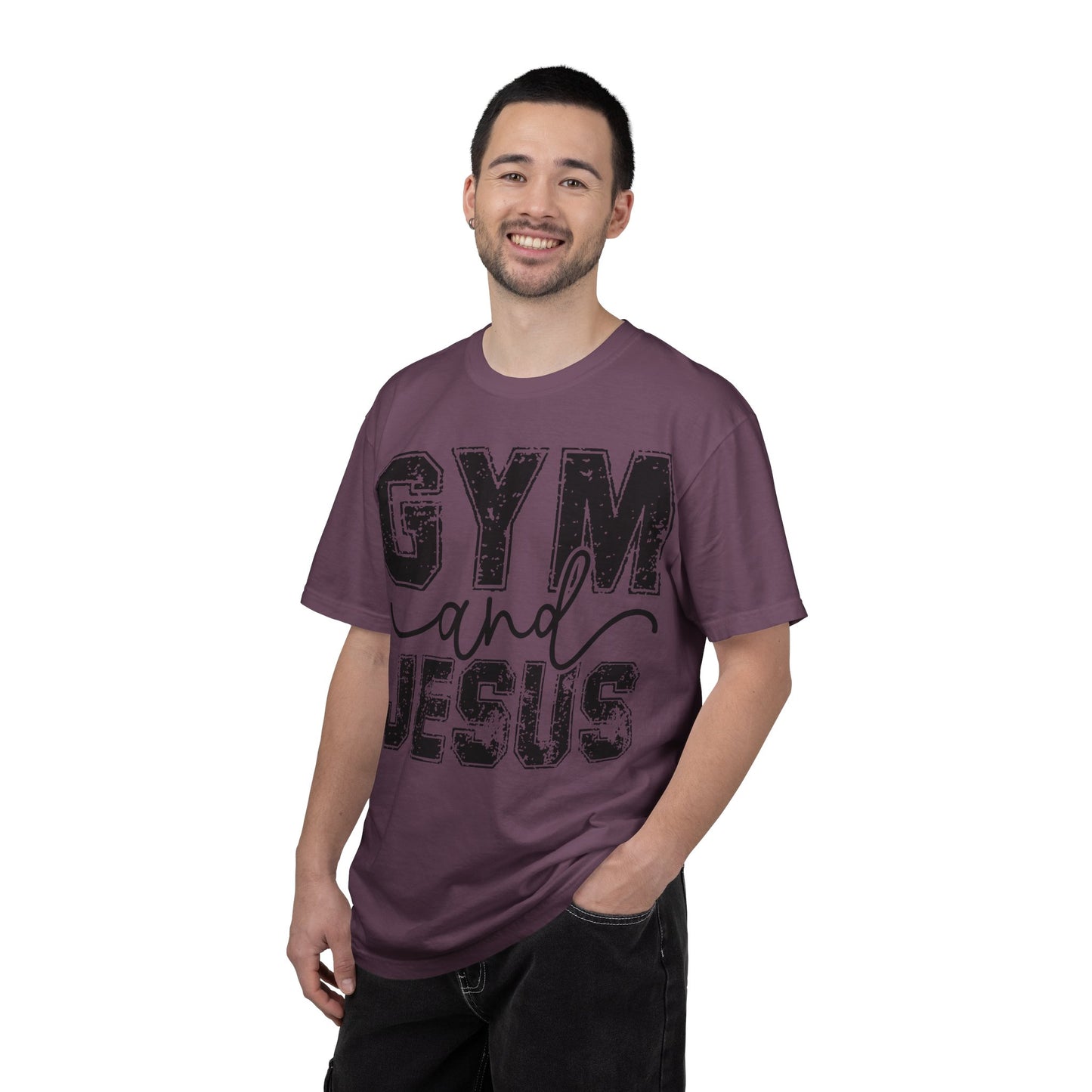 Gym and Jesus T-Shirt – Faith & Fitness Graphic Tee- COMFORT COLORS