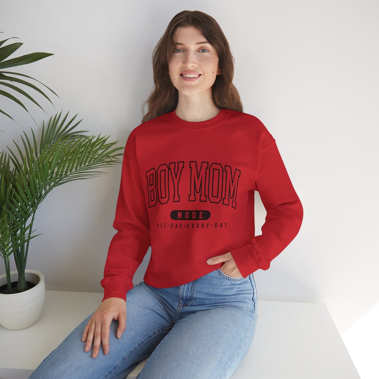 Boy Mom Crewneck Sweatshirt – "Boy Mom Mode: All Day Every Day"