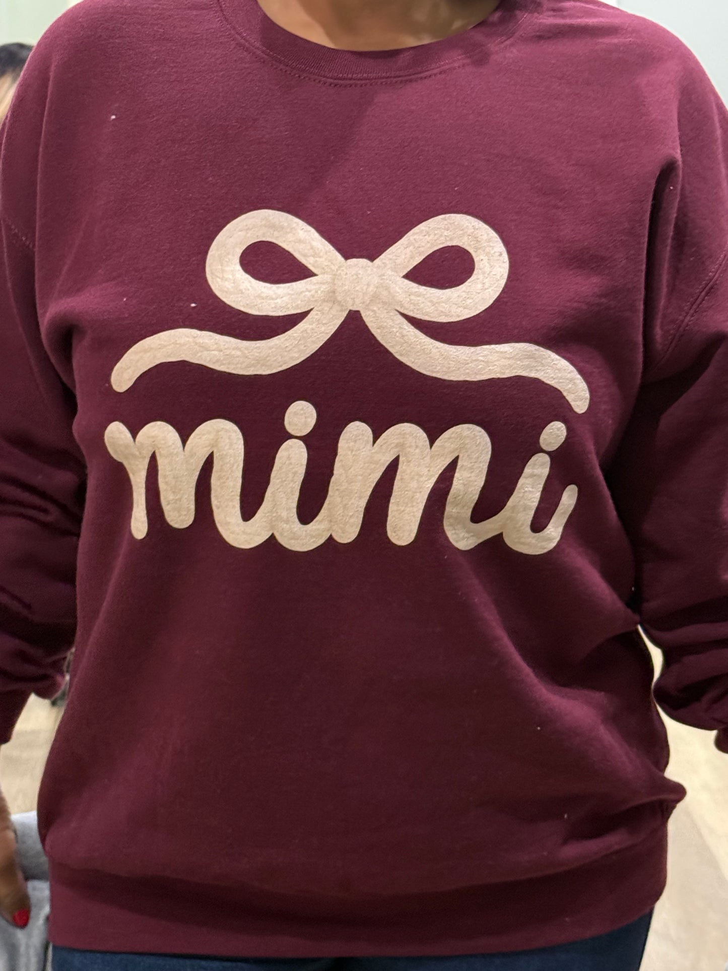 Mimi Crewneck Sweatshirt – Cozy Cream 'mimi' Script with Bow