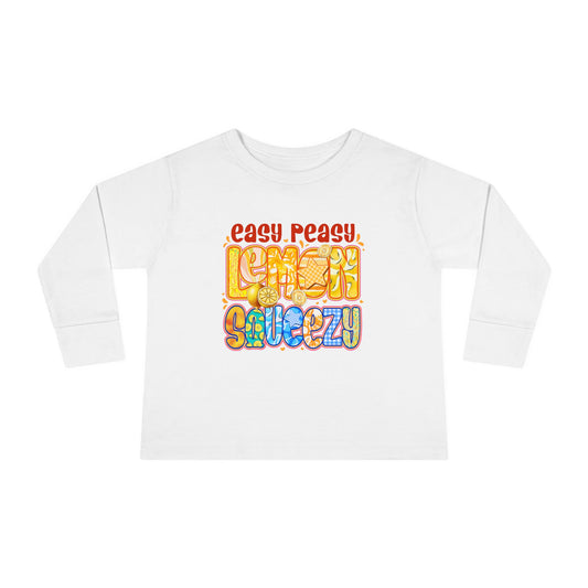 Easy Peasy Lemon Squeezy Toddler Long Sleeve Tee – Playful Citrus Graphic Shirt for Kids