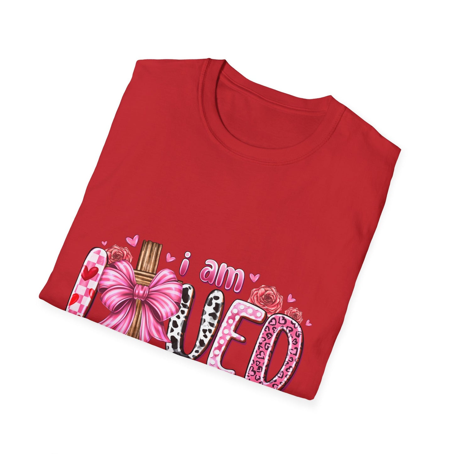 I Am Loved John 3:16 T-Shirt — Pink Floral Christian Faith Tee