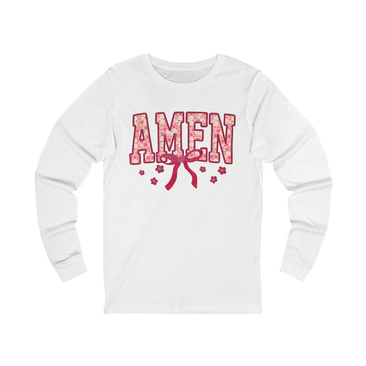 Amen Floral Long Sleeve Tee — Christian Faith Graphic Shirt