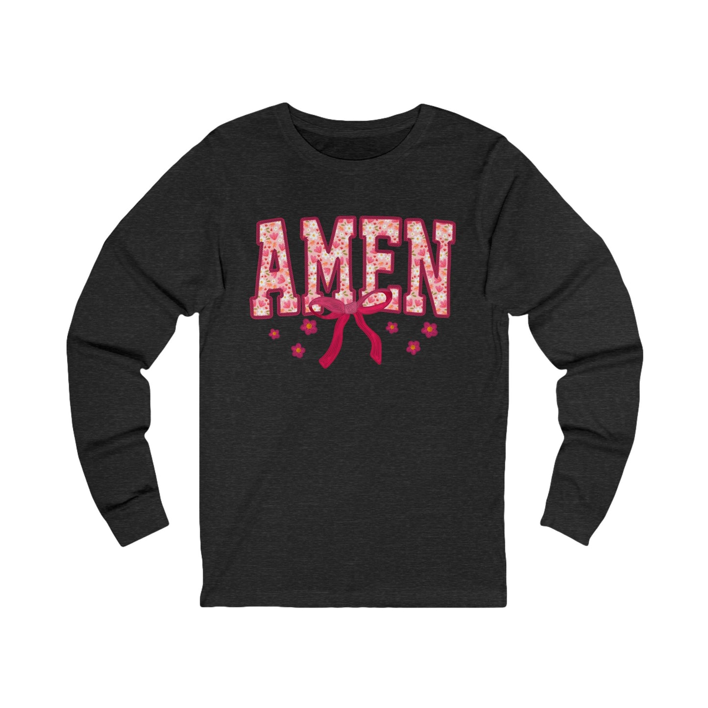 Amen Floral Long Sleeve Tee — Christian Faith Graphic Shirt