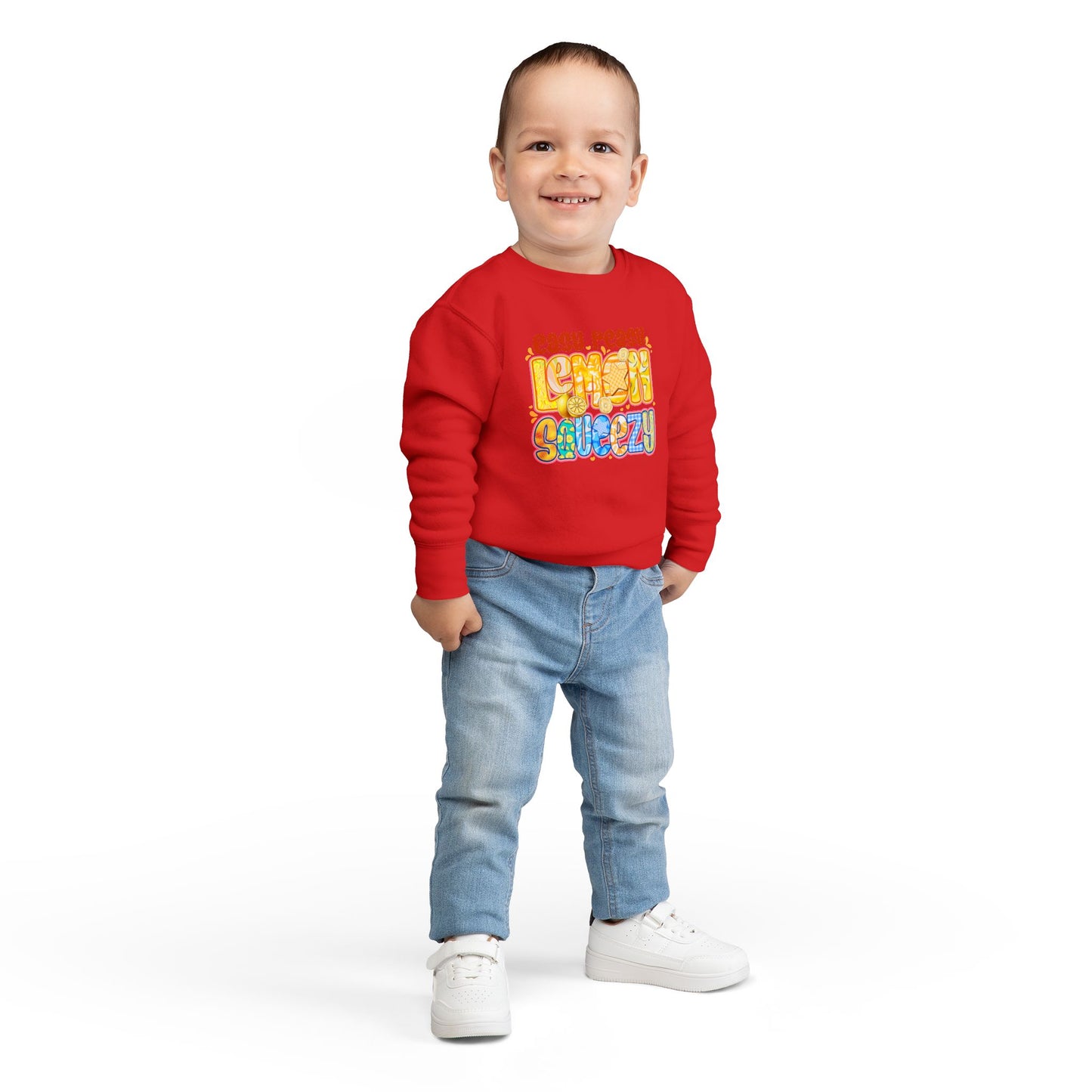 Toddler Sweatshirt - "Easy Peasy Lemon Squeezy" Colorful Retro Graphic