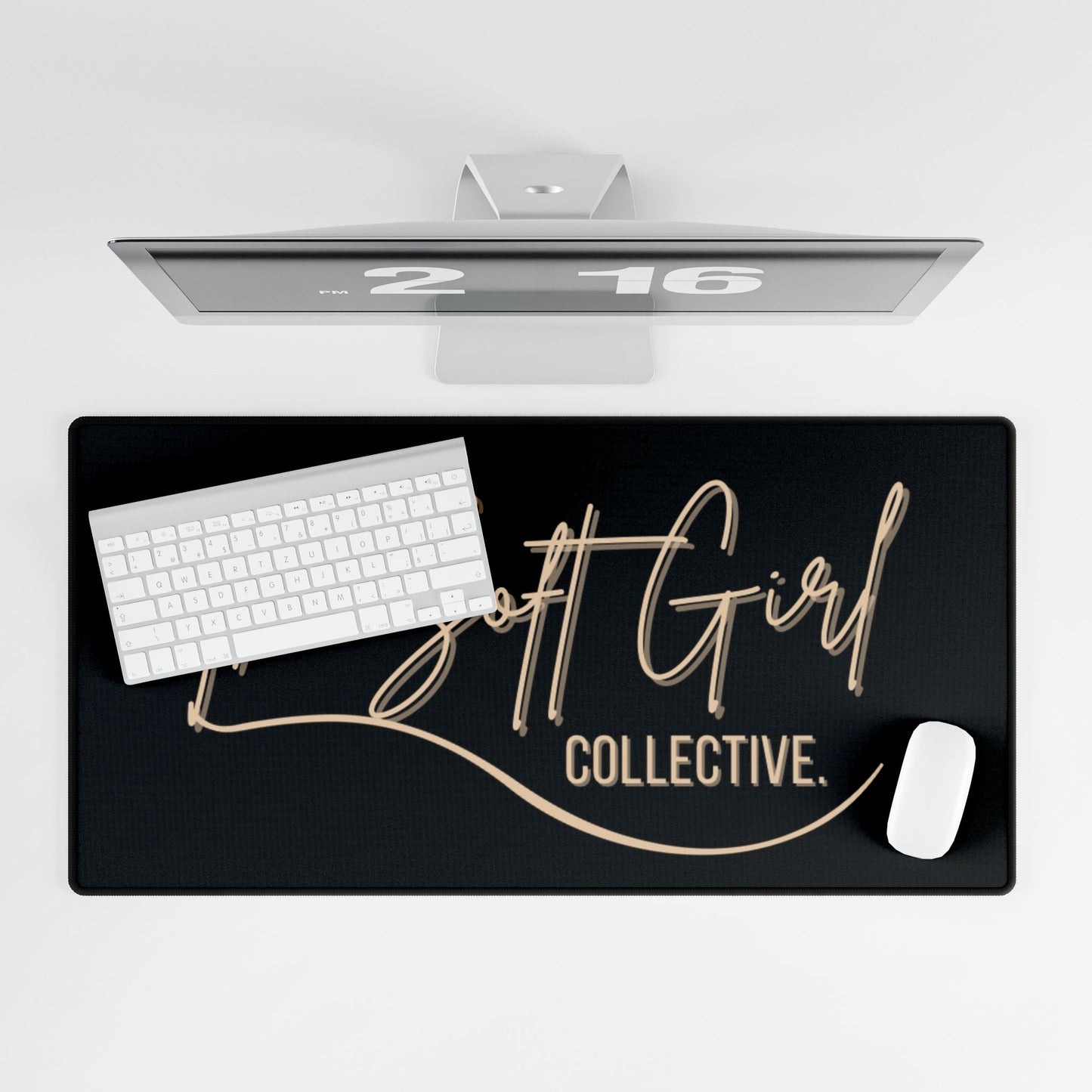 The Soft Girl Collective Desk Mat — Luxe Black & Gold Gaming/Work Desk Pad