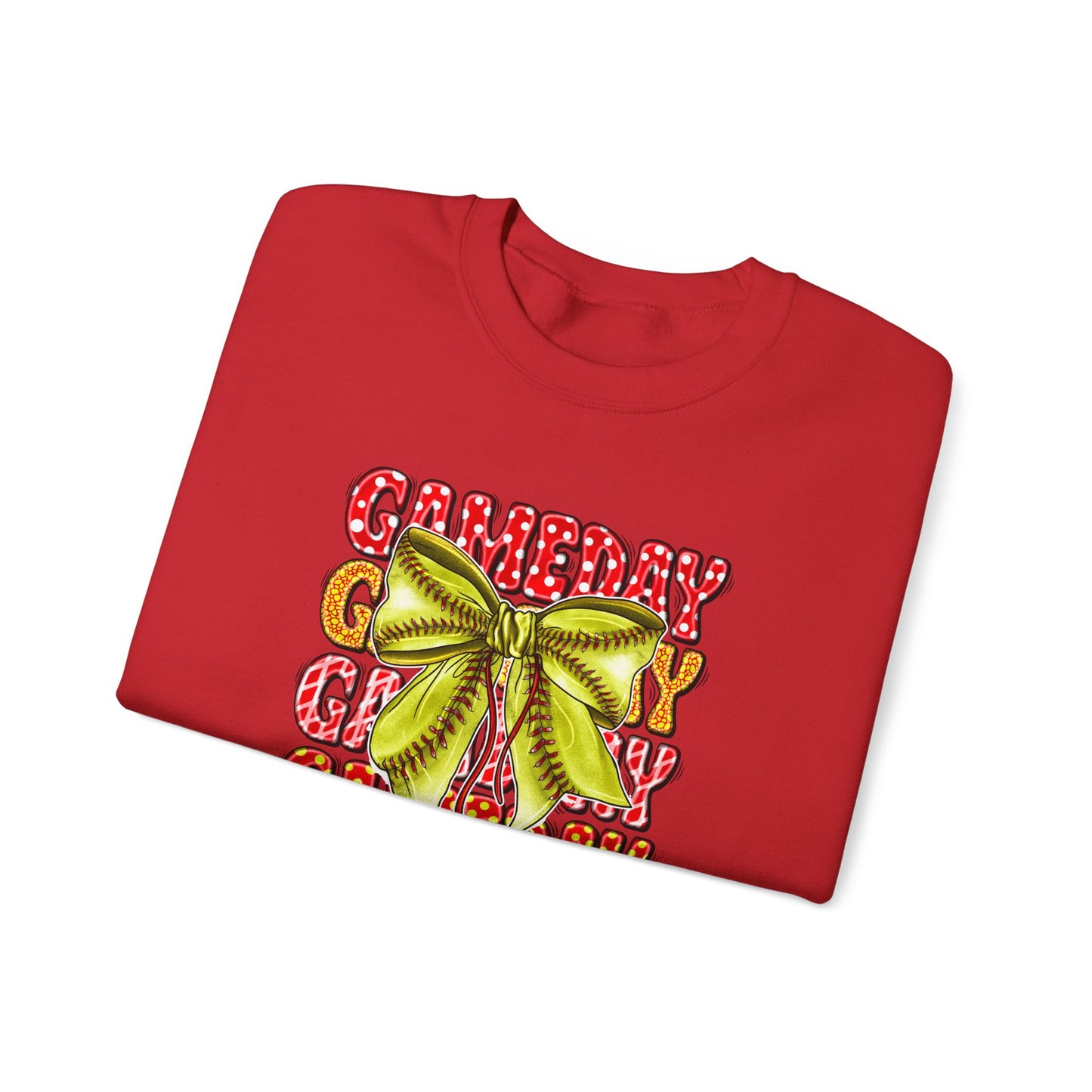 Crewneck Sweatshirt — Candy Cane Bow Graphic Holiday Pullover