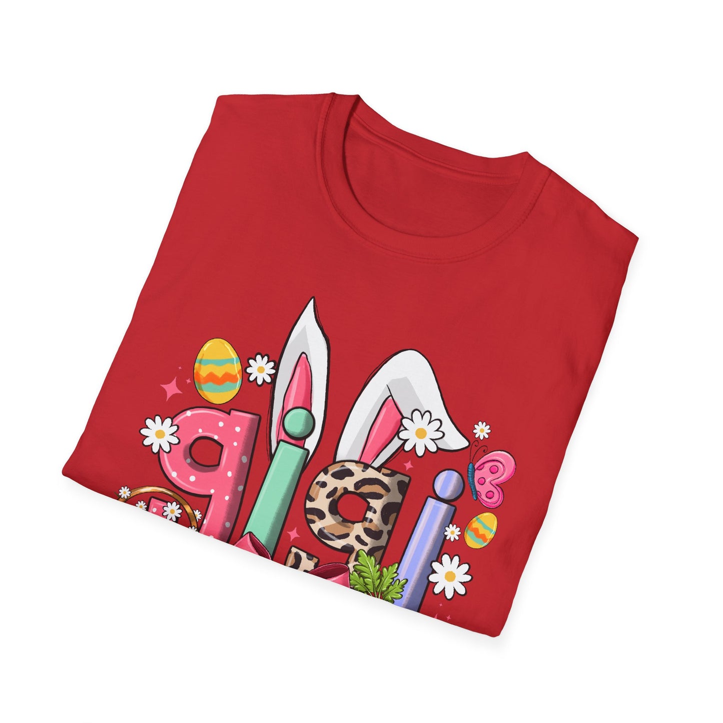 Easter Girl Bunny Tee – Floral Eggs, Carrot & Pink Bow Graphic T-Shirt