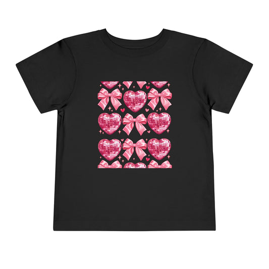 Toddler Tee - Pink Heart & Bow Pattern Valentine Shirt