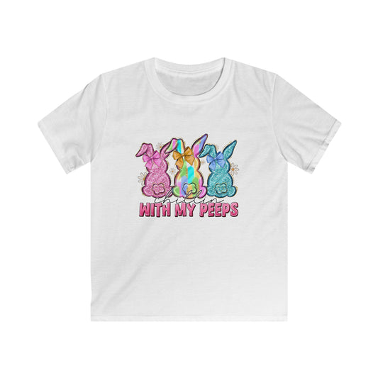 Kids Tee — 'With My Peeps' Colorful Easter Bunny Shirt