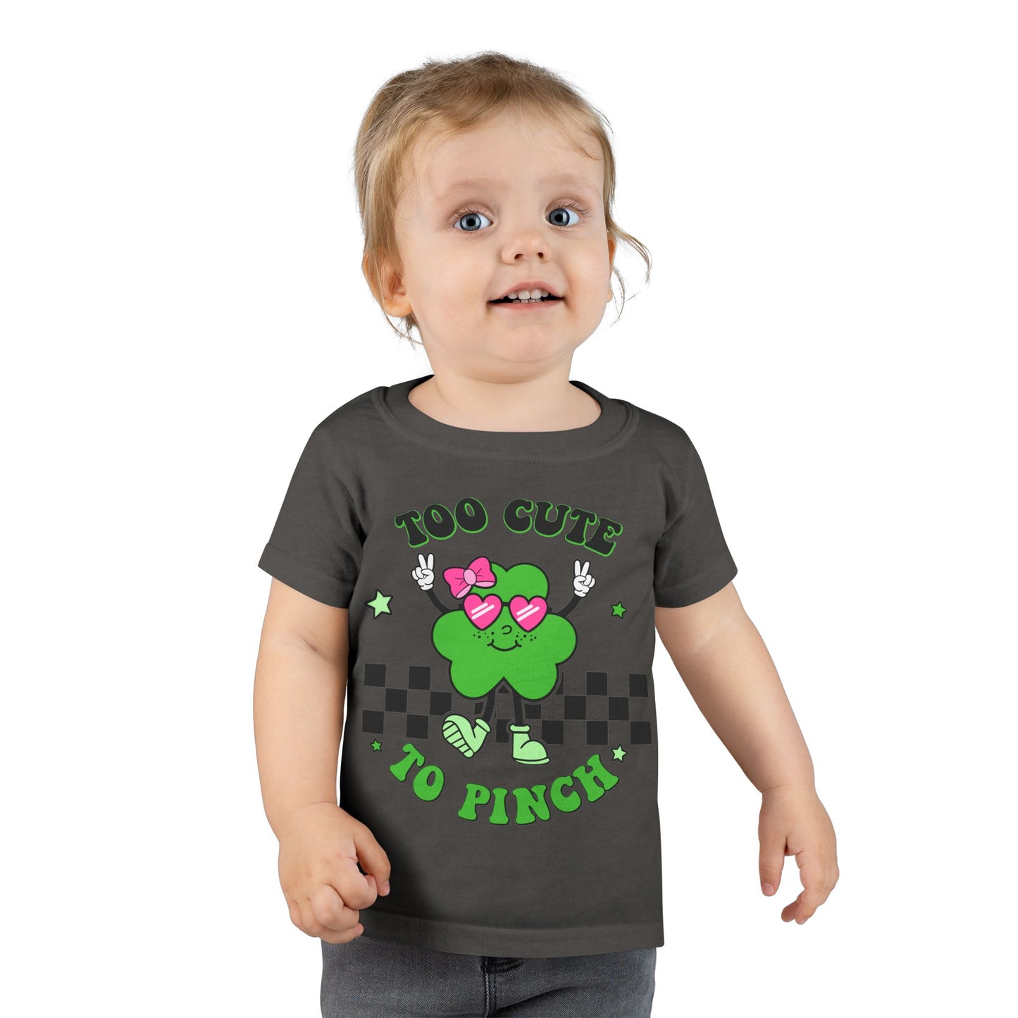 Toddler T-shirt — "Too Cute to Pinch" St. Patrick's Day Shamrock Tee