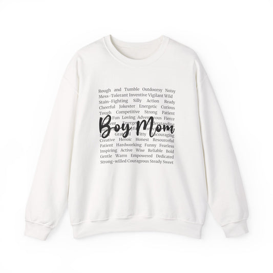 Boy Mom Crewneck Sweatshirt — Script Text Design for Proud Mothers