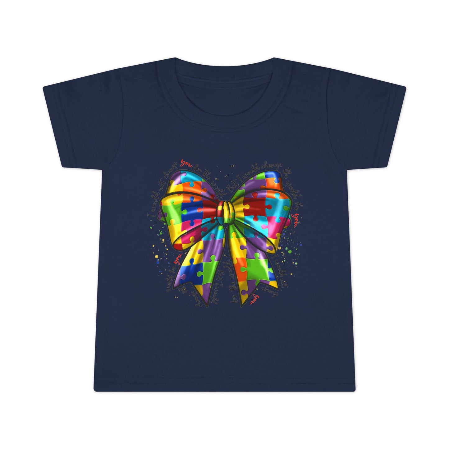 Autism Awareness Puzzle Ribbon Bow Toddler T-Shirt