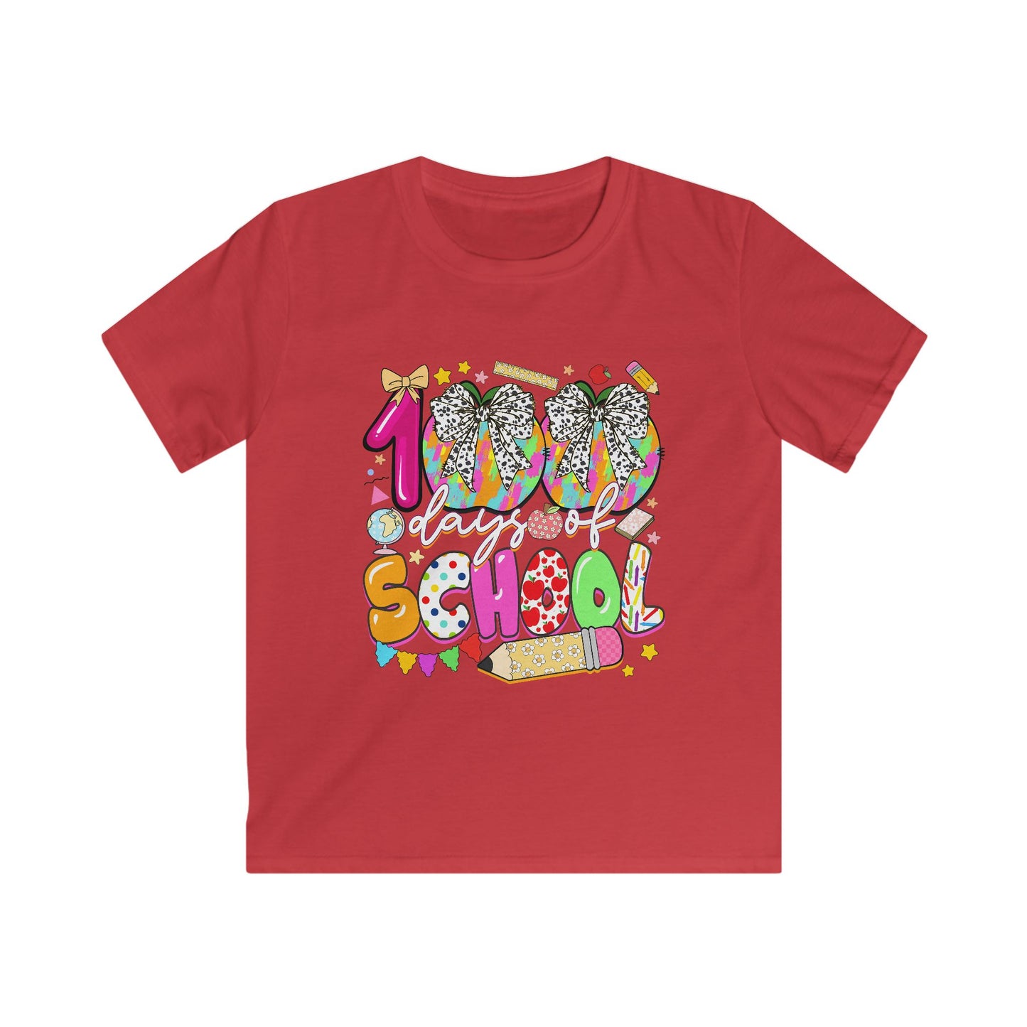 Kids Tee — Colorful "100% School" Back-to-School Graphic Shirt