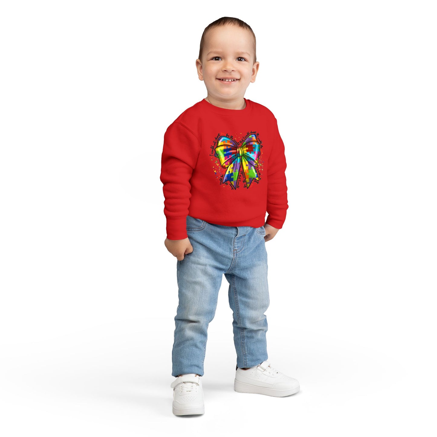 Rainbow Bow Toddler Sweatshirt — Colorful Tie-Dye Bow Graphic for Kids