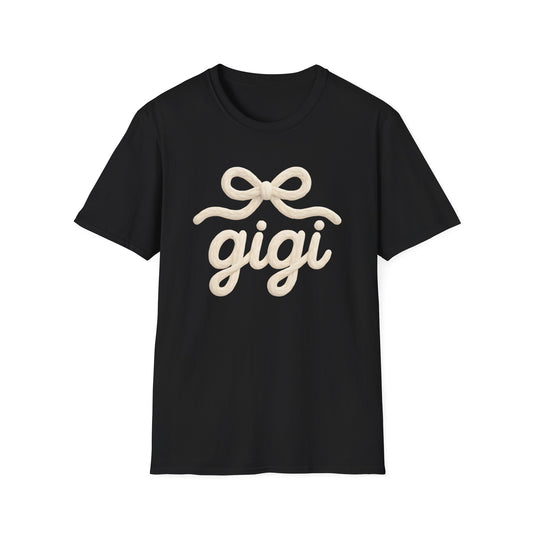 Gigi Script Bow T-Shirt — Cute Grandma Gigi Gift