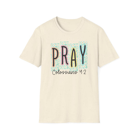 Pray Colossians 4:2 Floral Graphic T‑Shirt — Inspirational Christian Faith Tee