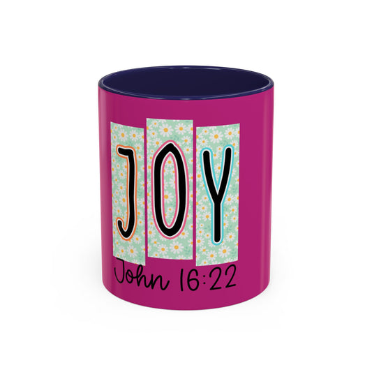 Joy John 16:22 Accent Coffee Mug — Christian Inspirational Ceramic Mug