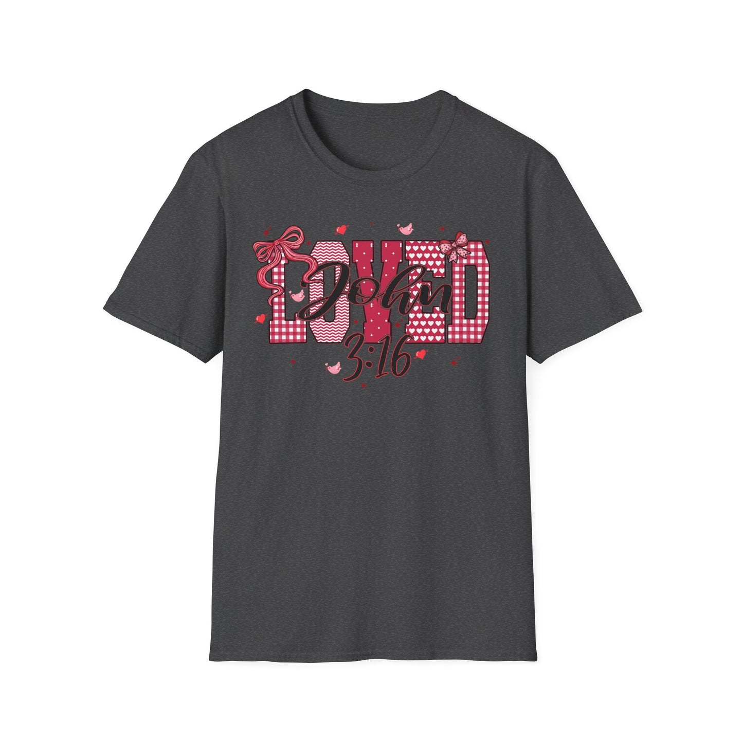 David 3:16 T-Shirt — Christian Faith Graphic Tee (Pink Plaid & Script)