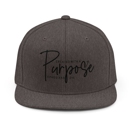 Created With a Purpose Snapback Hat — Inspirational Christian Baseball Cap (Ephesians 2:10)