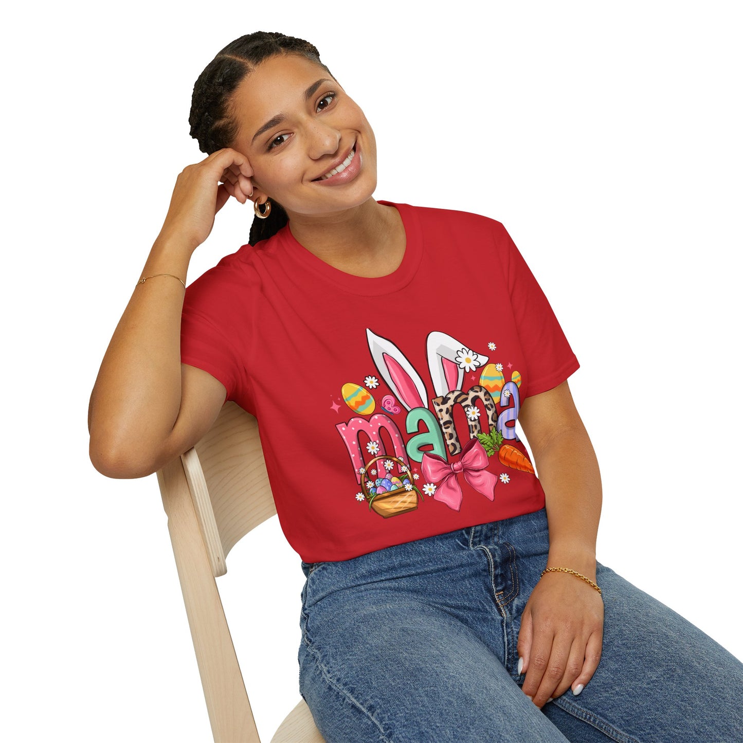 Mama Easter Bunny T-Shirt — Cute Spring Mom Tee with Bunny Ears & Eggs