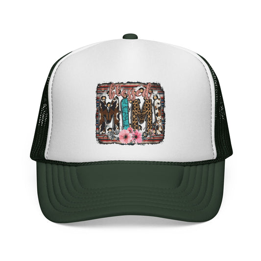 Cowgirl Trio Trucker Cap — Western Floral Graphic Mesh Hat