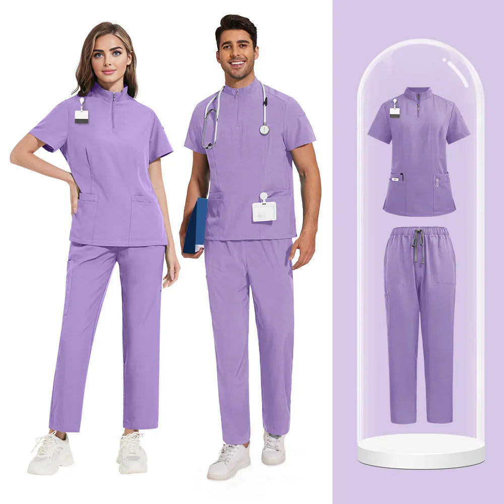 Medical Scrubs Short Sleeved Top+pants