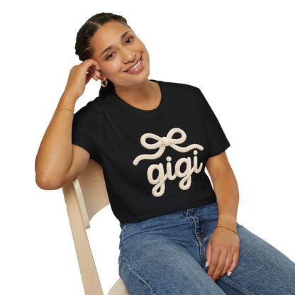 Gigi Script Bow T-Shirt — Cute Grandma Gigi Gift