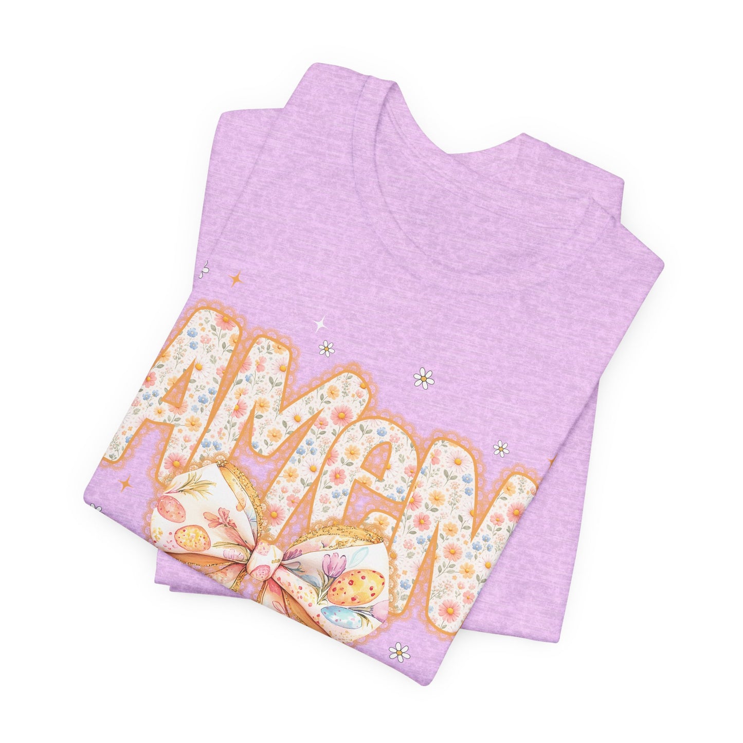 Amen Floral Bow T‑Shirt — Pastel Faith Graphic Tee