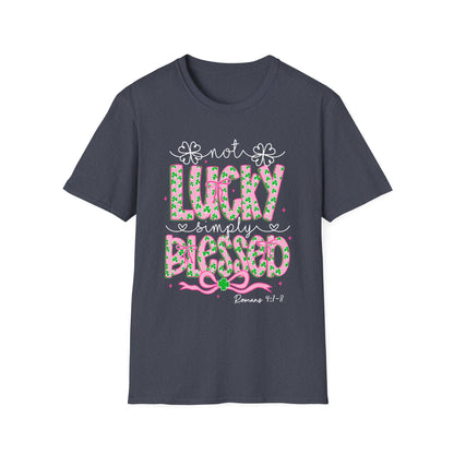 Lucky Simply Blessed T-Shirt — "Not Lucky, Simply Blessed" Christian St. Patrick's Tee