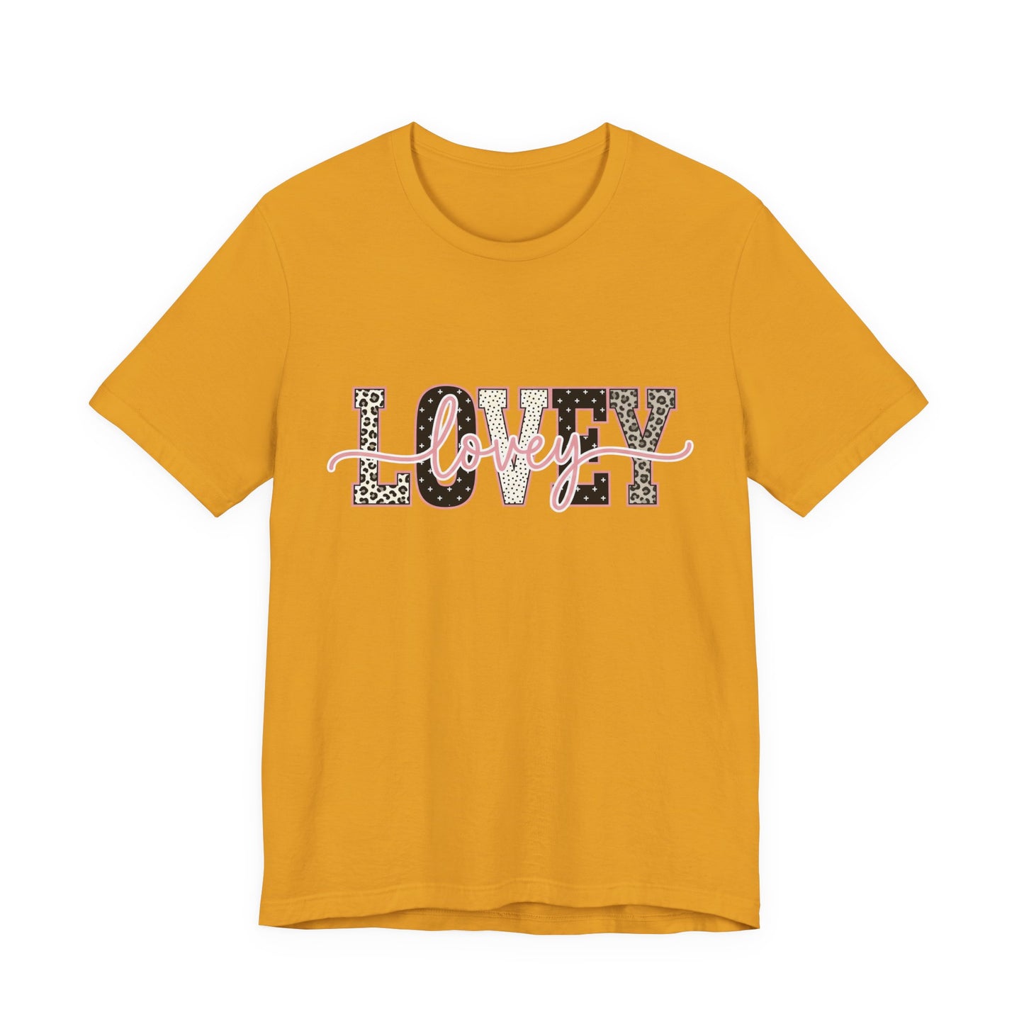 Lovey Mom T-Shirt — 'Lovely' Script Over 'MOM' Leopard Print Tee