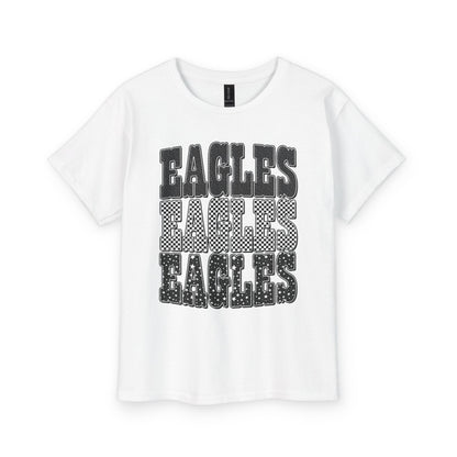 Youth Tee — Retro 'EAGLES' Stacked Graphic Kids Shirt (School Spirit)