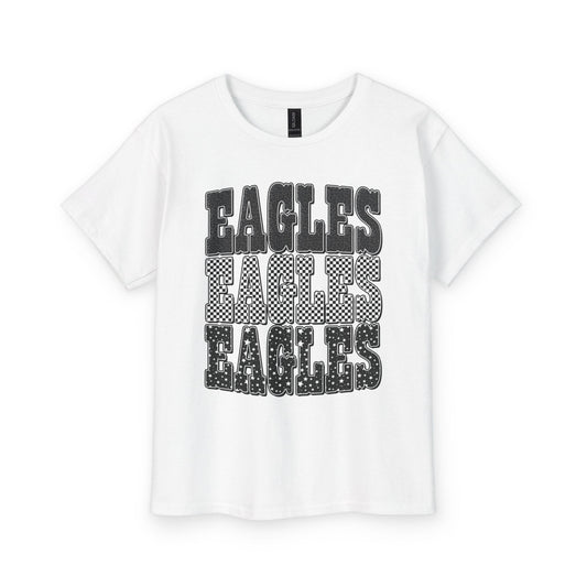 Youth Tee — Retro 'EAGLES' Stacked Graphic Kids Shirt (School Spirit)