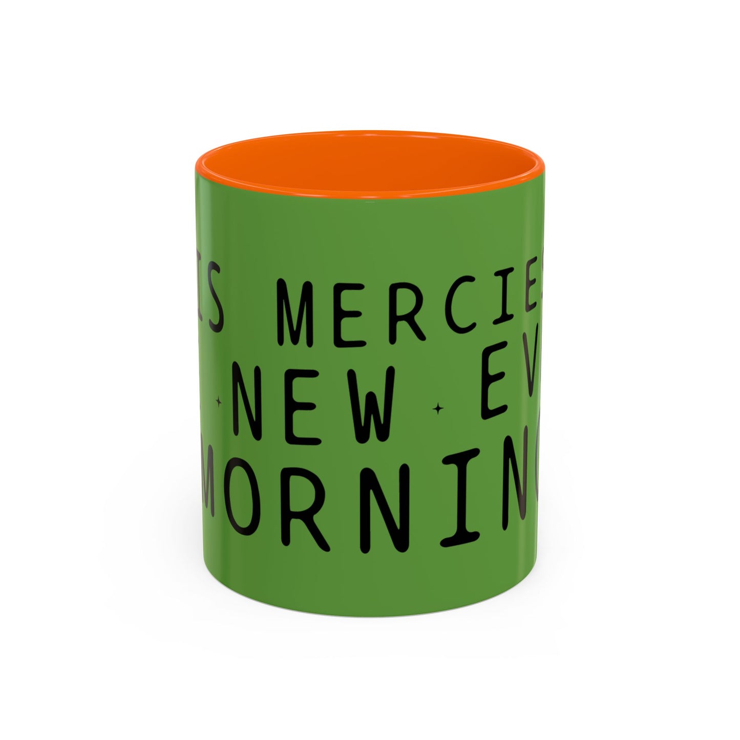 Green Accent Coffee Mug — "New Mercies Every Morning" Inspirational Tea & Coffee Cup