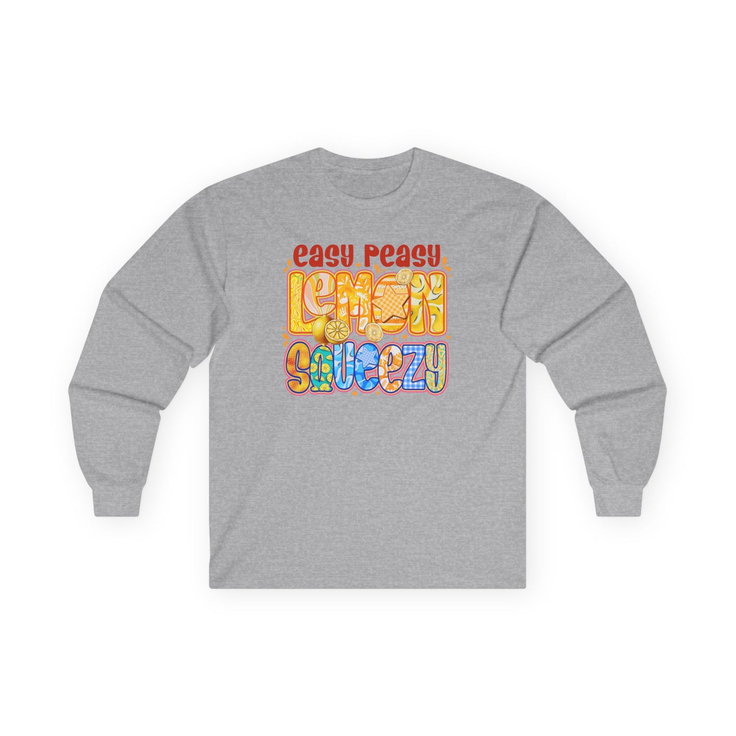 Easy Peasy Lemon Squeezy Long Sleeve Tee — Retro Colorful Graphic Shirt