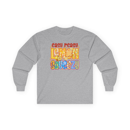 Easy Peasy Lemon Squeezy Long Sleeve Tee — Retro Colorful Graphic Shirt