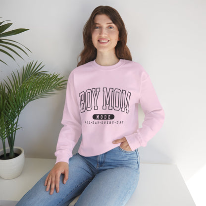 Boy Mom Crewneck Sweatshirt – "Boy Mom Mode: All Day Every Day"