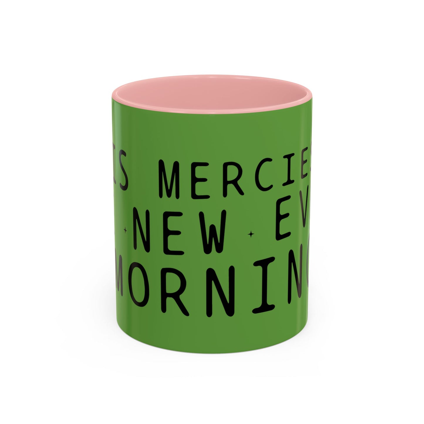 Green Accent Coffee Mug — "New Mercies Every Morning" Inspirational Tea & Coffee Cup