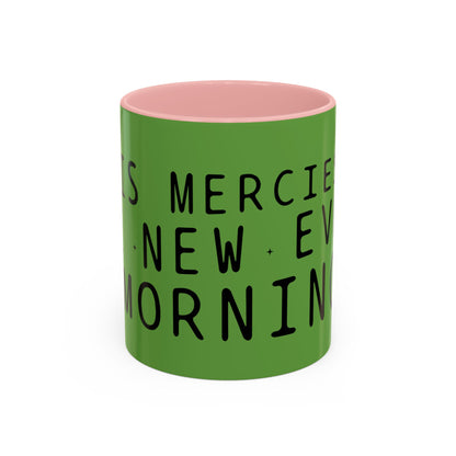 Green Accent Coffee Mug — "New Mercies Every Morning" Inspirational Tea & Coffee Cup