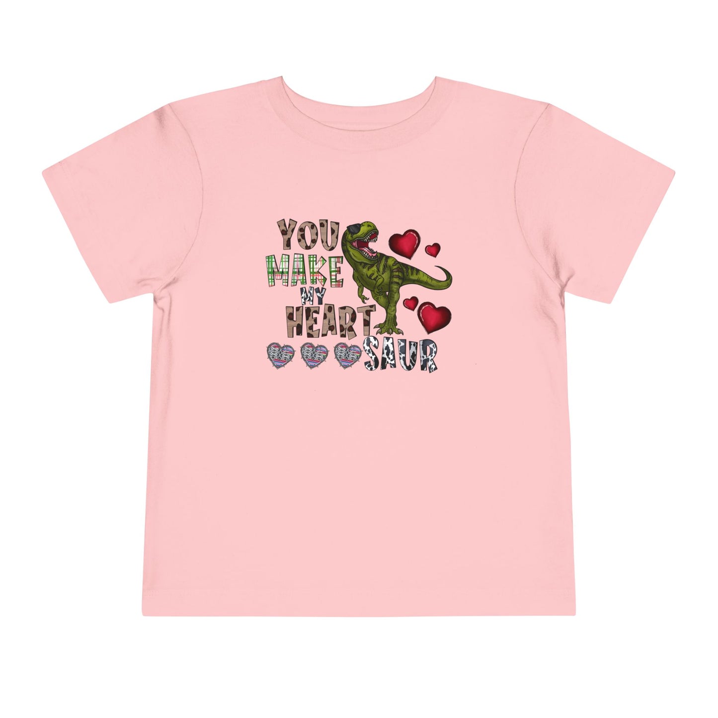 Toddler Tee — "You Make My Heart-Saur" Dinosaur Valentine Shirt