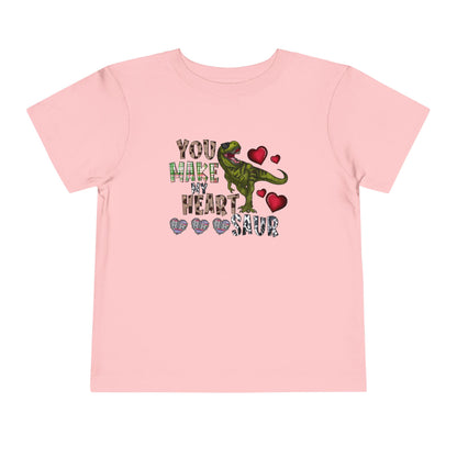 Toddler Tee — "You Make My Heart-Saur" Dinosaur Valentine Shirt