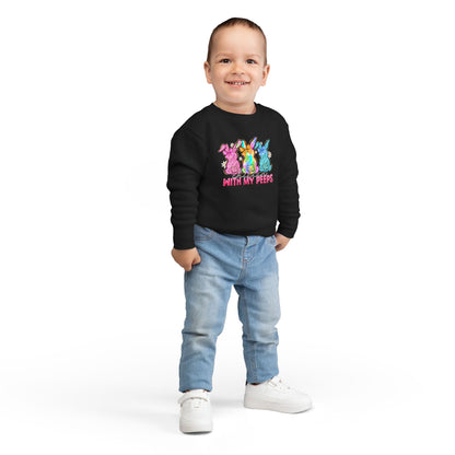 Toddler Sweatshirt - "With My Peeps" Colorful Easter Bunny Crewneck