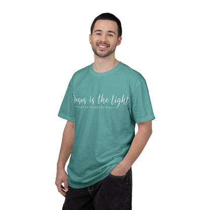 Jesus Is the Light T-Shirt — "Walk by Faith Not by Sight" Christian Tee- comfort colors