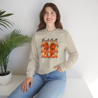 Basketball Mama Sweatshirt — Orange Ribbon Court Mom Crewneck