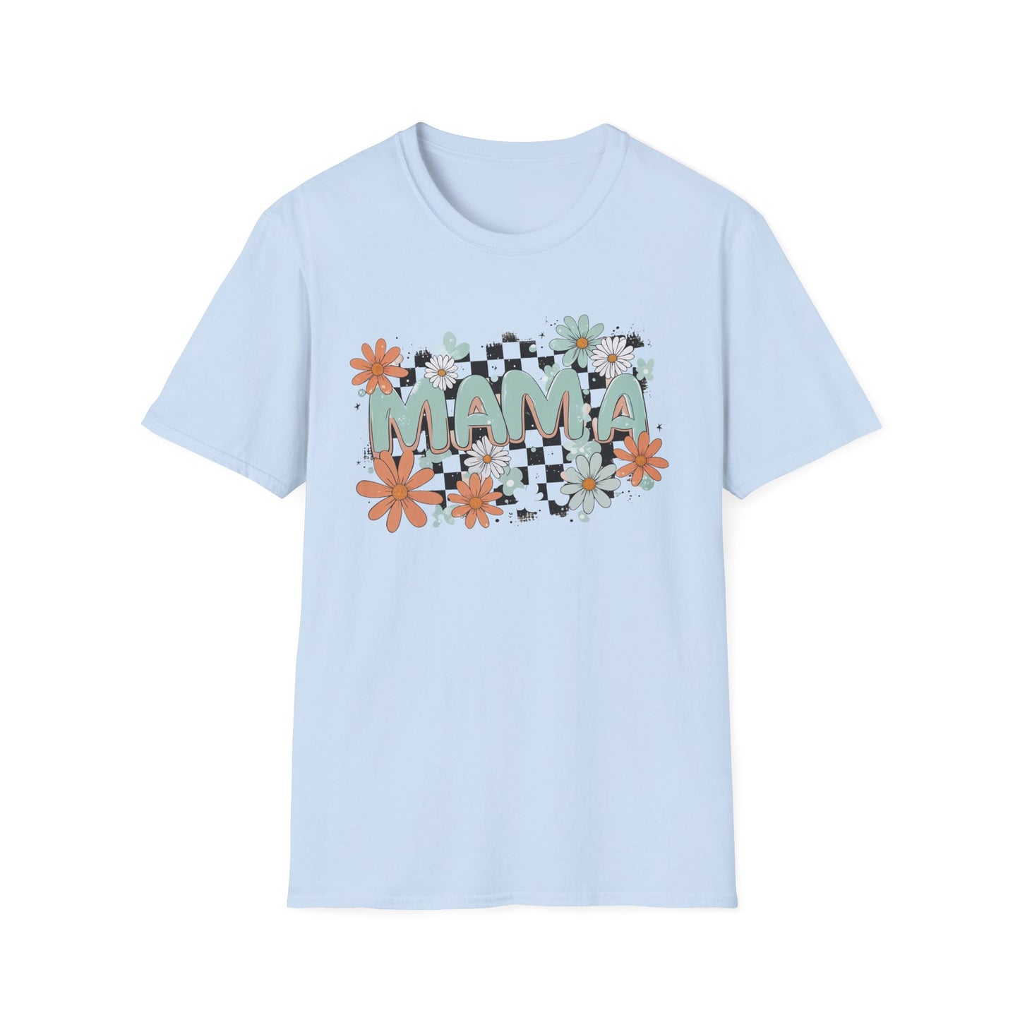 Mama Floral Checkerboard T-Shirt