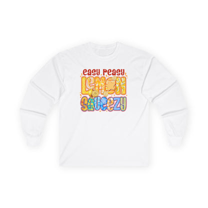 Easy Peasy Lemon Squeezy Long Sleeve Tee — Retro Colorful Graphic Shirt