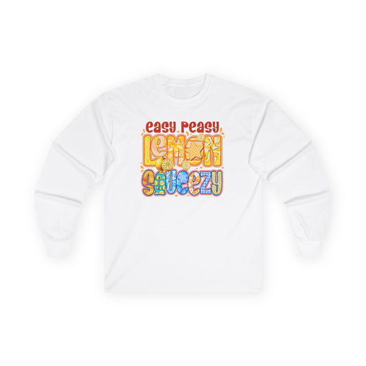 Easy Peasy Lemon Squeezy Long Sleeve Tee — Retro Colorful Graphic Shirt