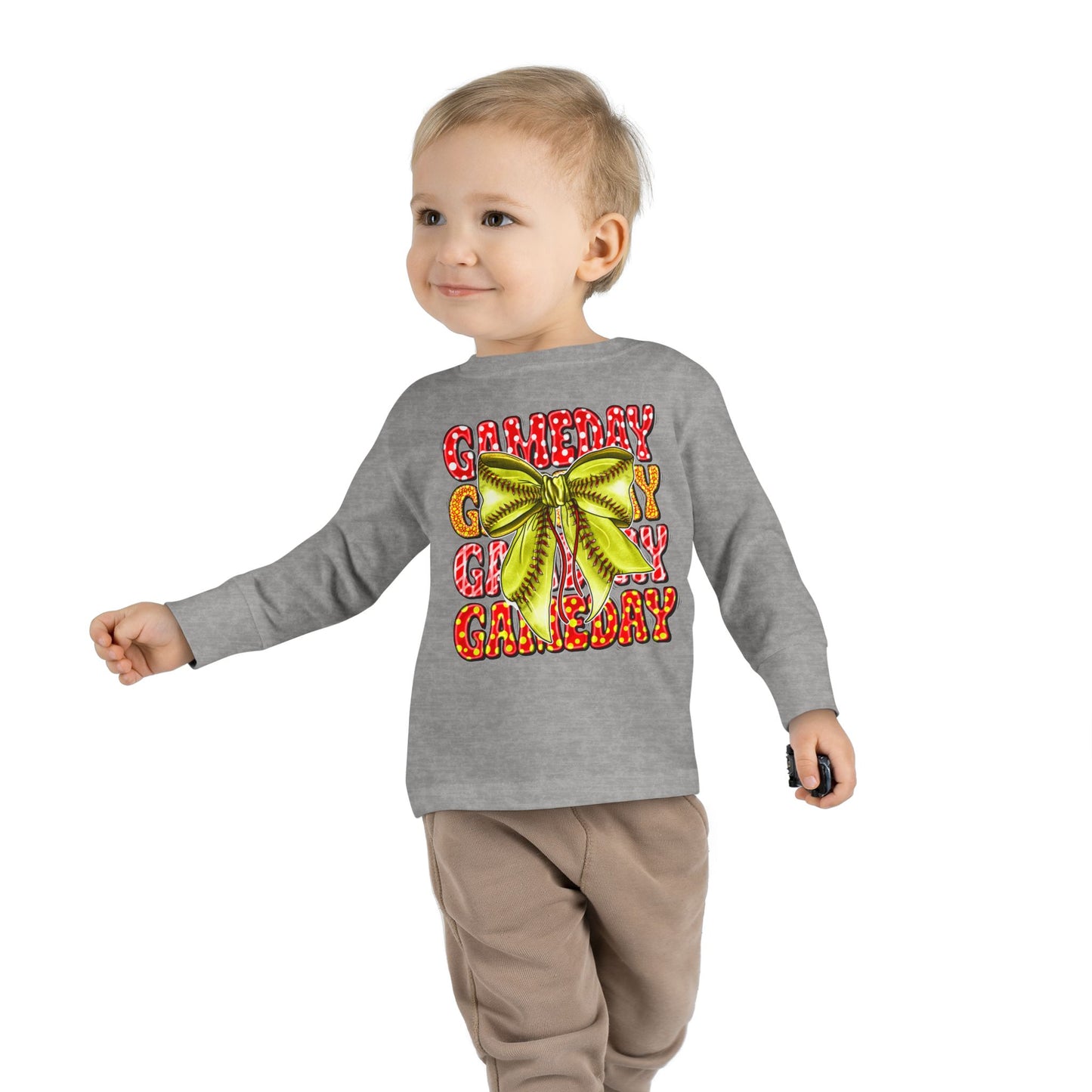Gameday Toddler Long Sleeve Tee – Cheer Bow Football Fan Shirt