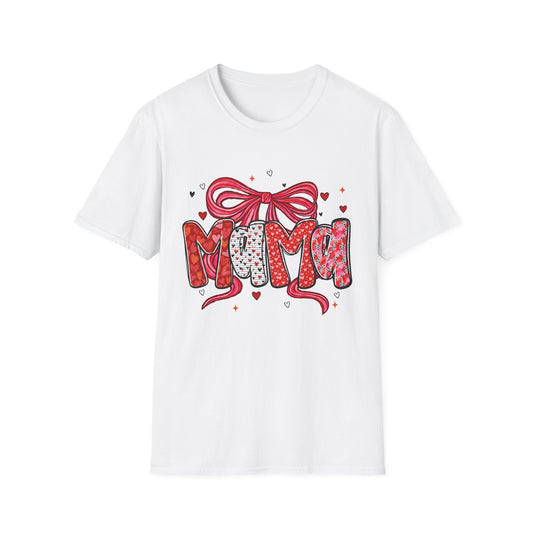 Mama Heart Graphic T-Shirt — Cute Floral ‘MAMA’ Design with Ribbon (Mother’s Day Gift)
