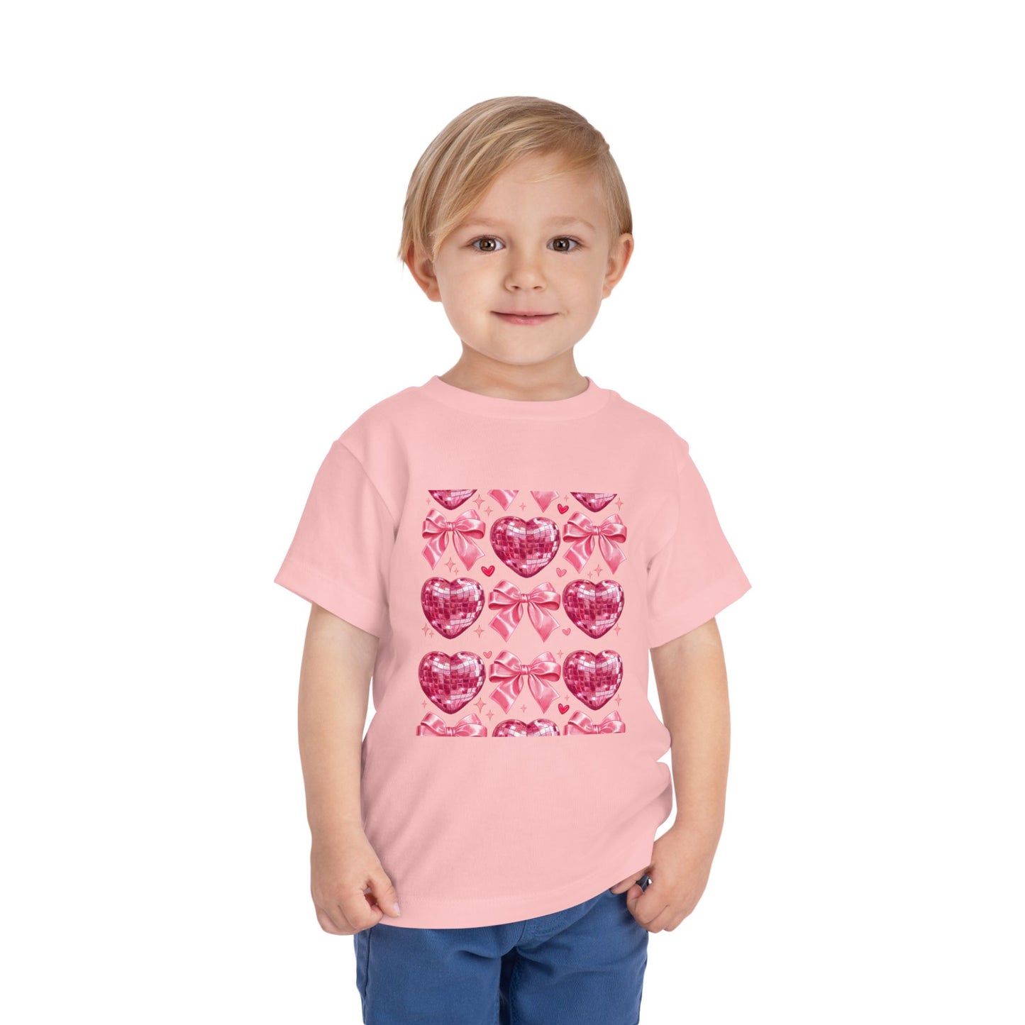 Toddler Tee - Pink Heart & Bow Pattern Valentine Shirt