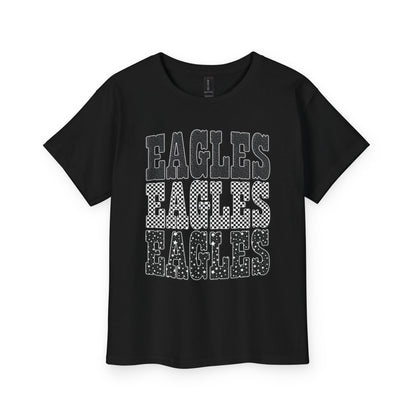 Youth Tee — Retro 'EAGLES' Stacked Graphic Kids Shirt (School Spirit)